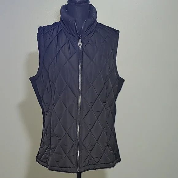 Calvin Klein Black Puffer Vest with Diamond Quilting and High Collar - Picture 3 of 14